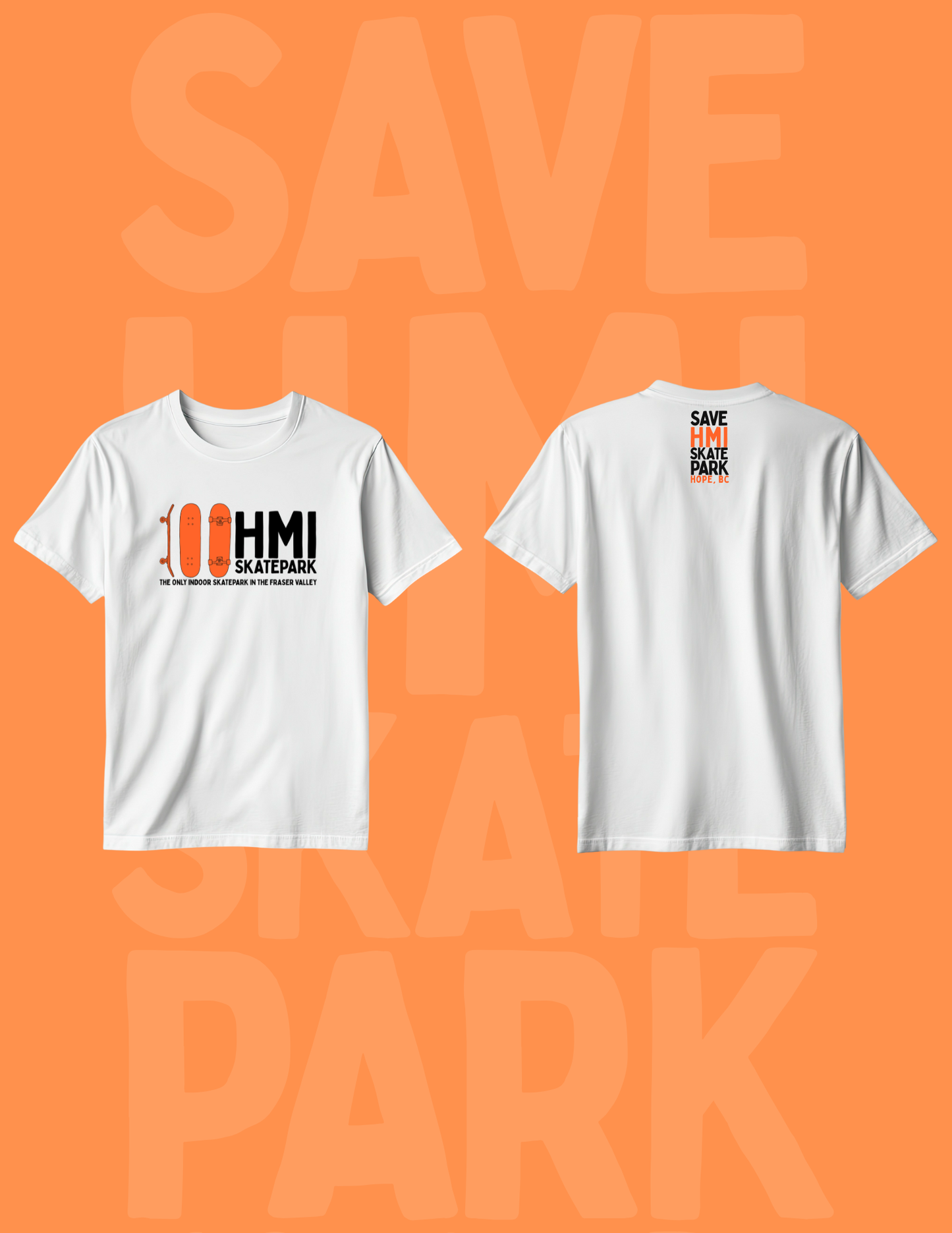 SAVE HMI SKATE PARK FUNDRAISER TSHIRTS - 3 BOARD LOGO