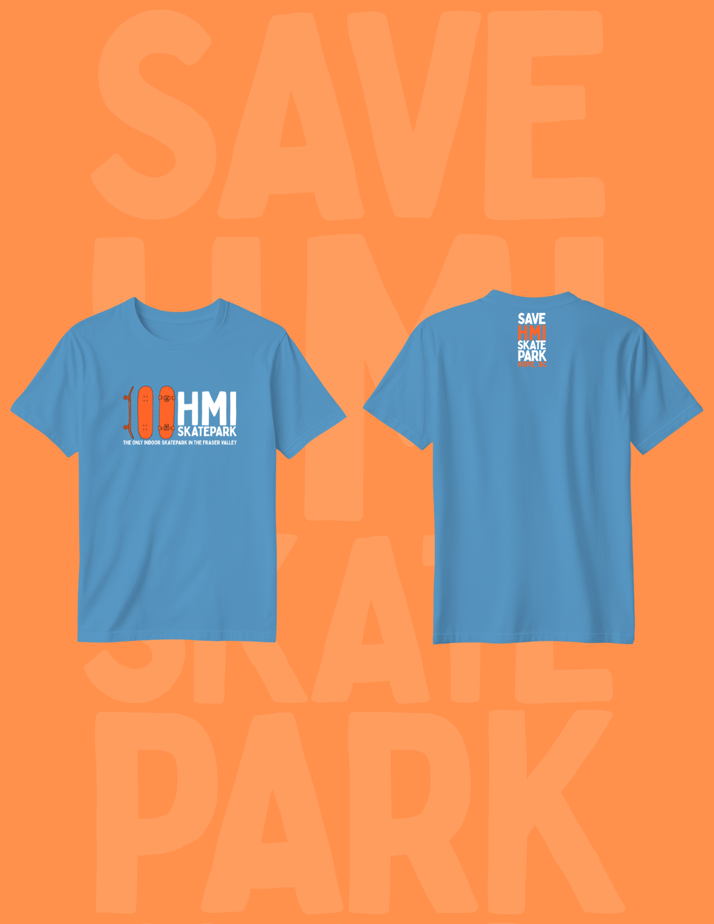 SAVE HMI SKATE PARK FUNDRAISER TSHIRTS - 3 BOARD LOGO