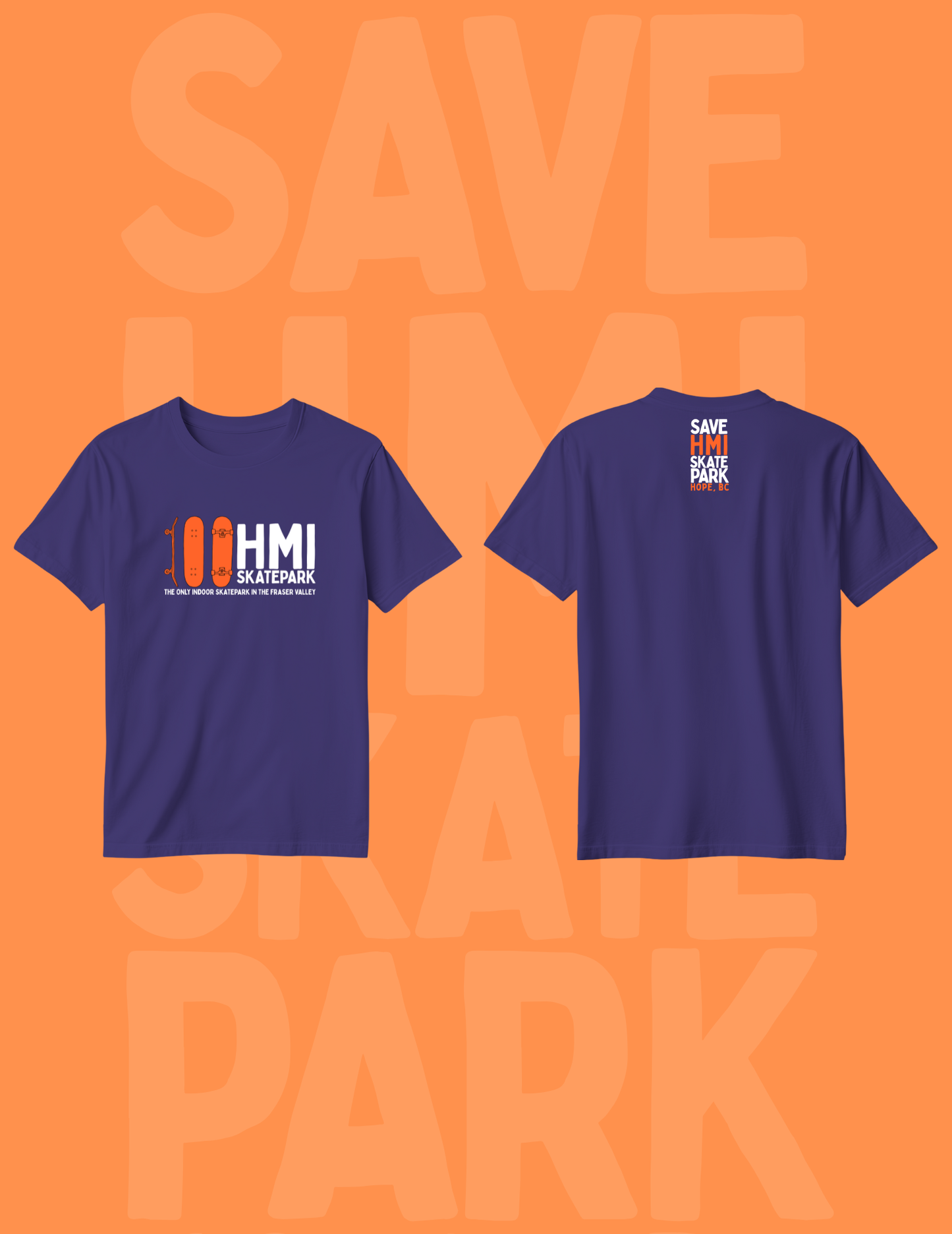 SAVE HMI SKATE PARK FUNDRAISER TSHIRTS - 3 BOARD LOGO
