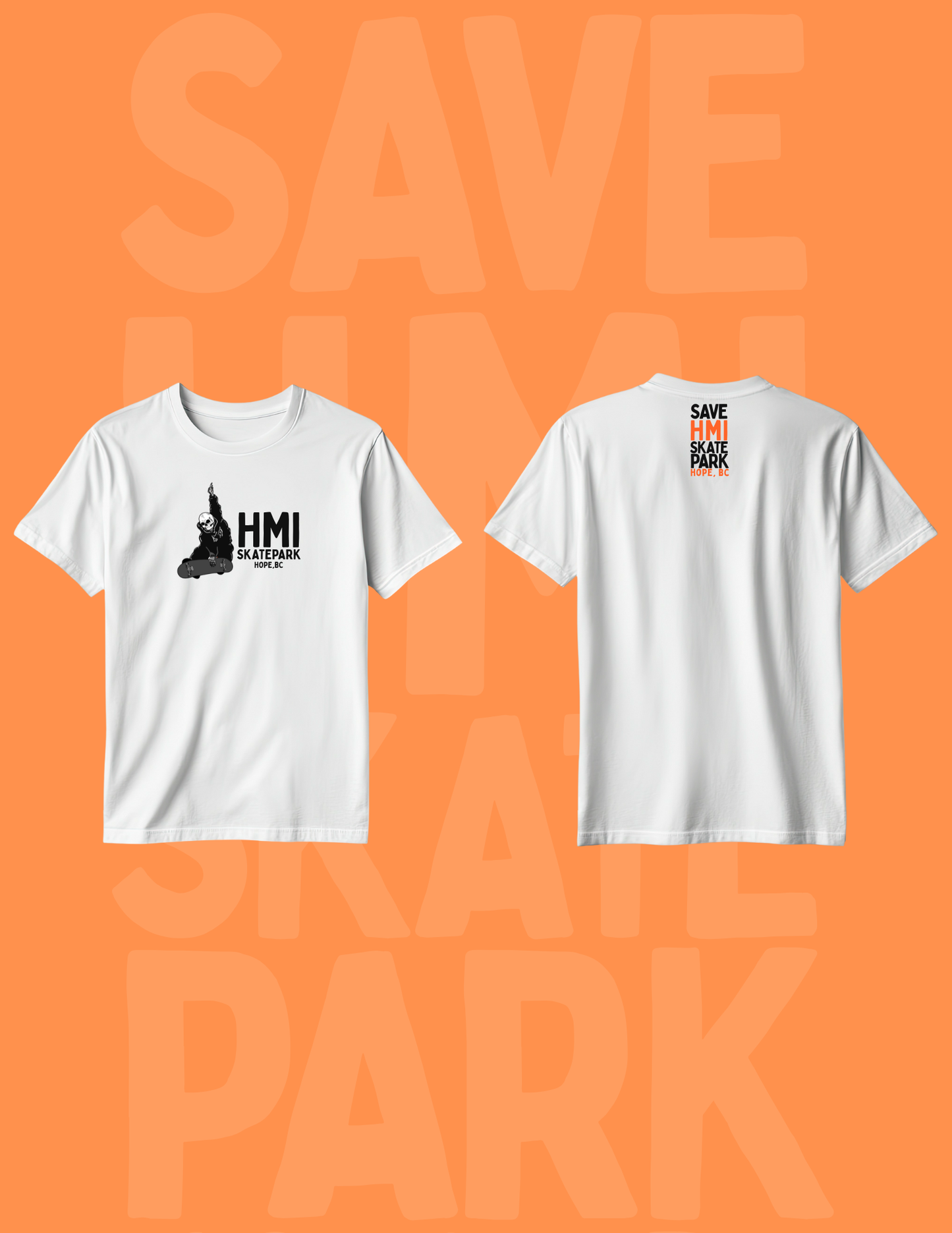 SAVE HMI SKATE PARK FUNDRAISER TSHIRTS - SKELETON LOGO