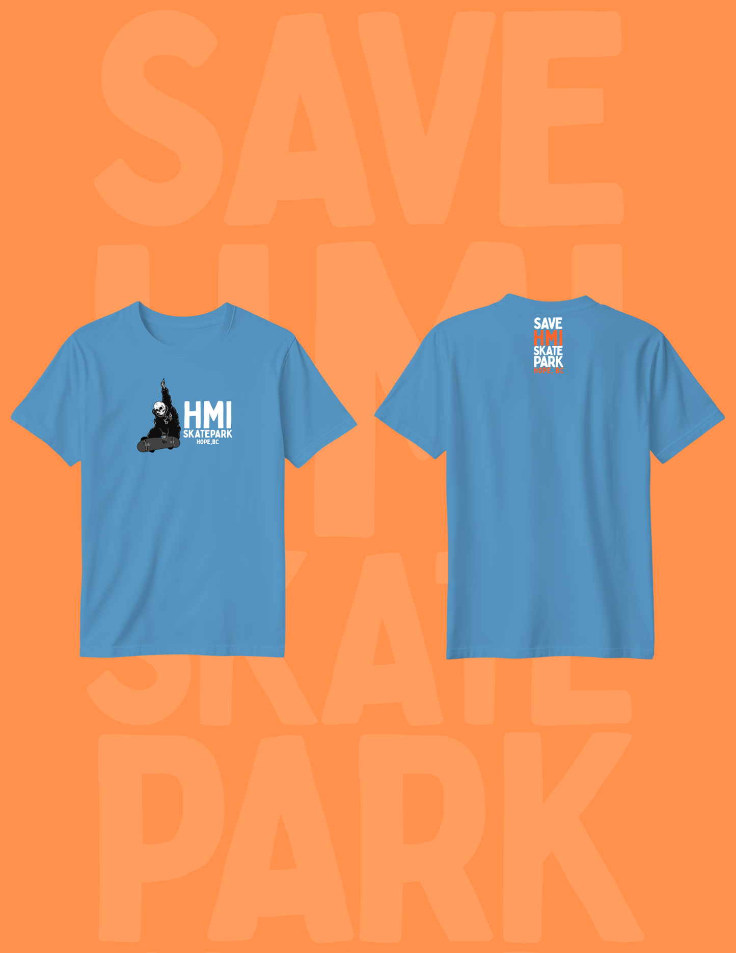 SAVE HMI SKATE PARK FUNDRAISER TSHIRTS - SKELETON LOGO
