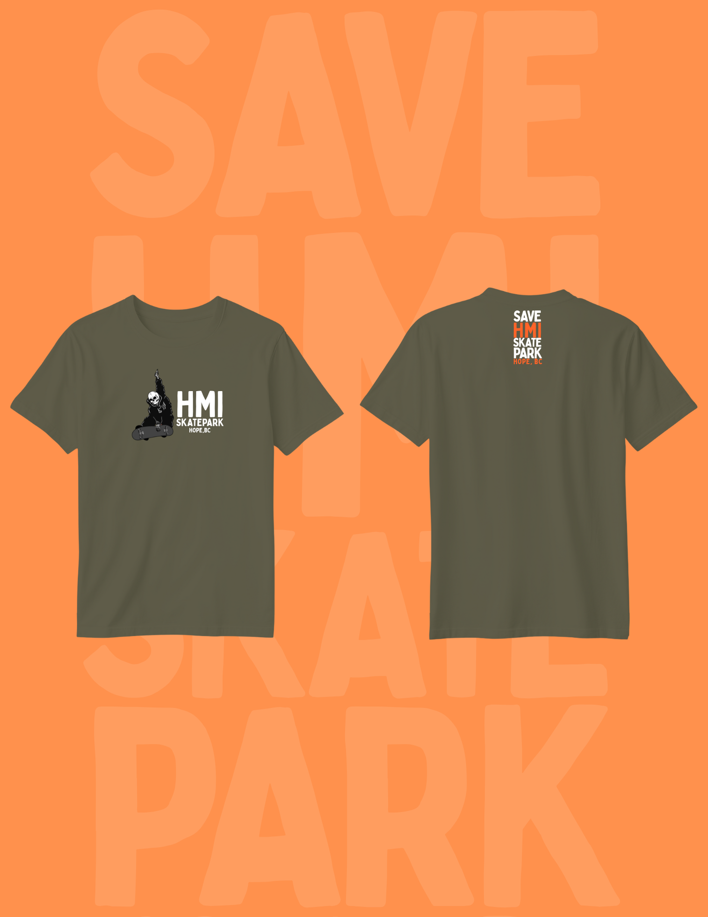 SAVE HMI SKATE PARK FUNDRAISER TSHIRTS - SKELETON LOGO