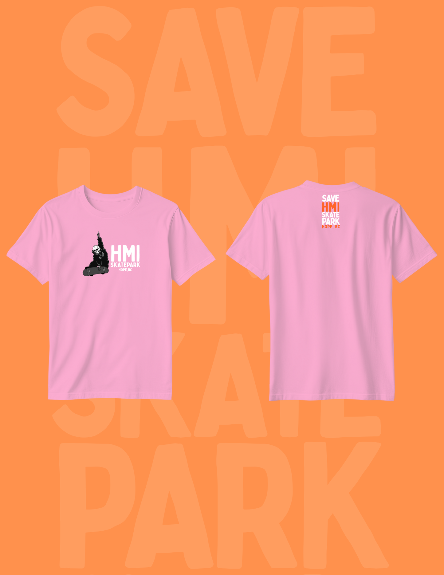 SAVE HMI SKATE PARK FUNDRAISER TSHIRTS - SKELETON LOGO