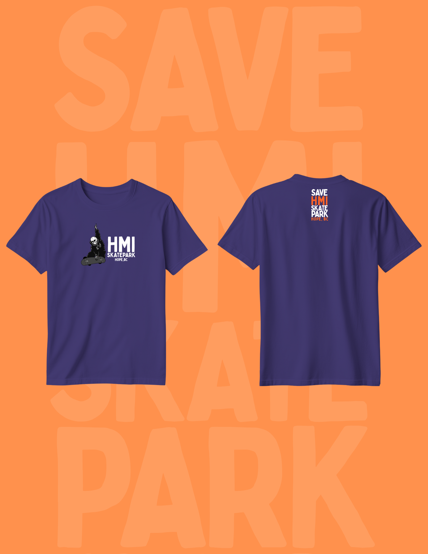 SAVE HMI SKATE PARK FUNDRAISER TSHIRTS - SKELETON LOGO