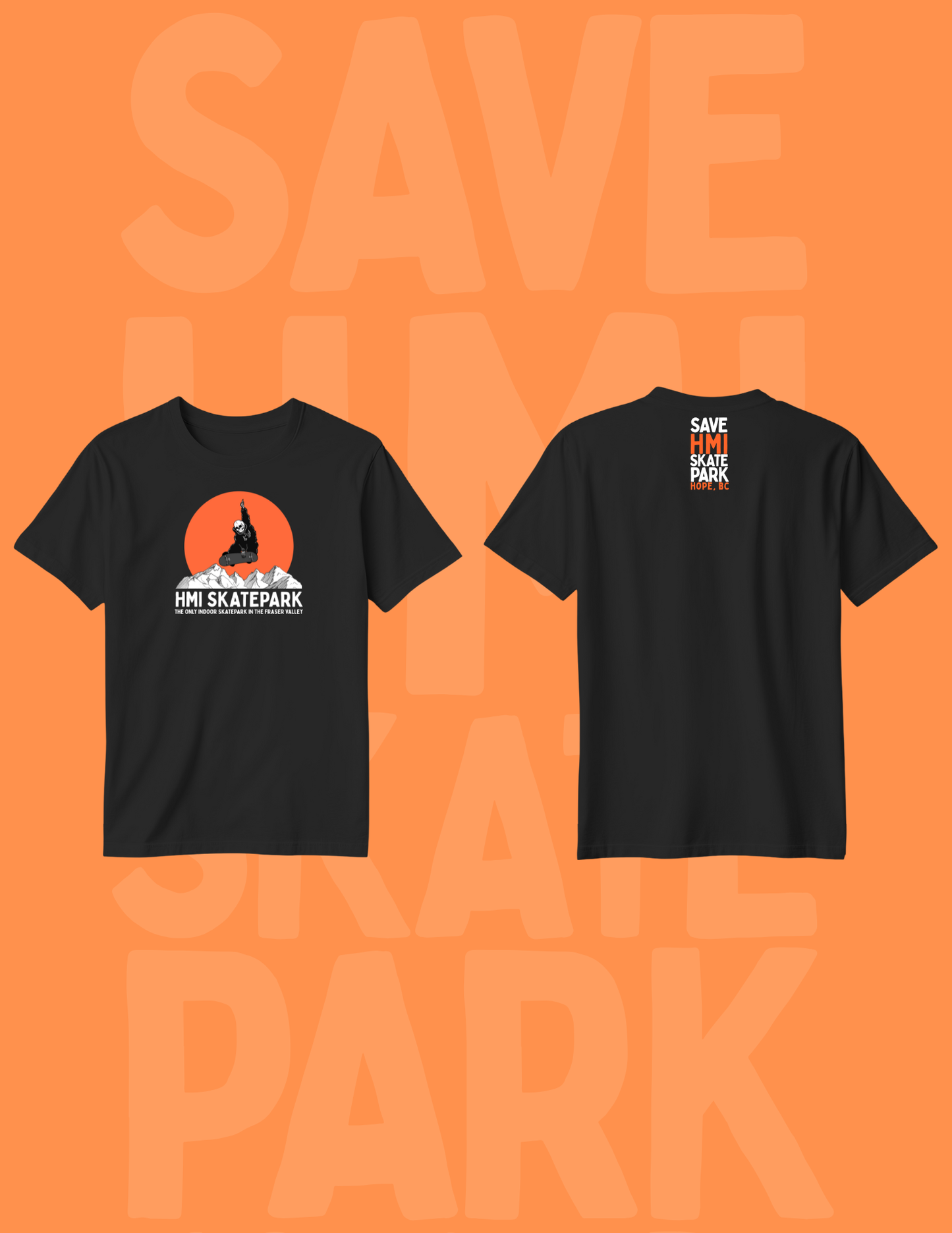SAVE HMI SKATE PARK FUNDRAISER TSHIRTS - FULL MURAL LOGO