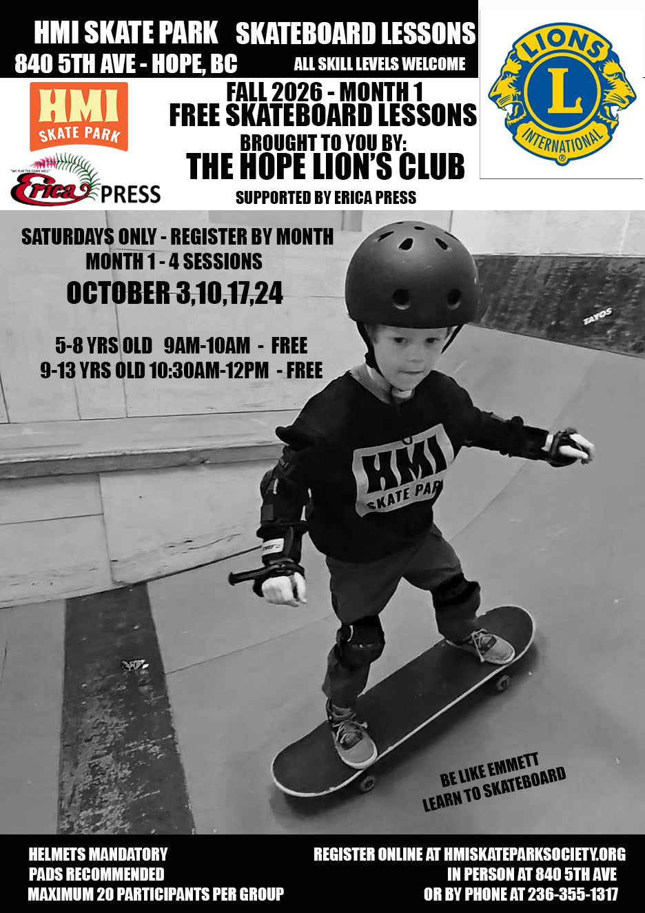 Free Fall Skateboard Lessons - October 2026